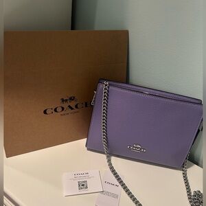 Coach Light Violet Pebble Leather Crossbody Bag